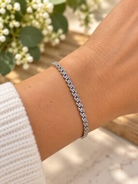 Electric Picks Silver Tone Crystal Rhinestone Chain Bracelet Sparkle Adjustable
